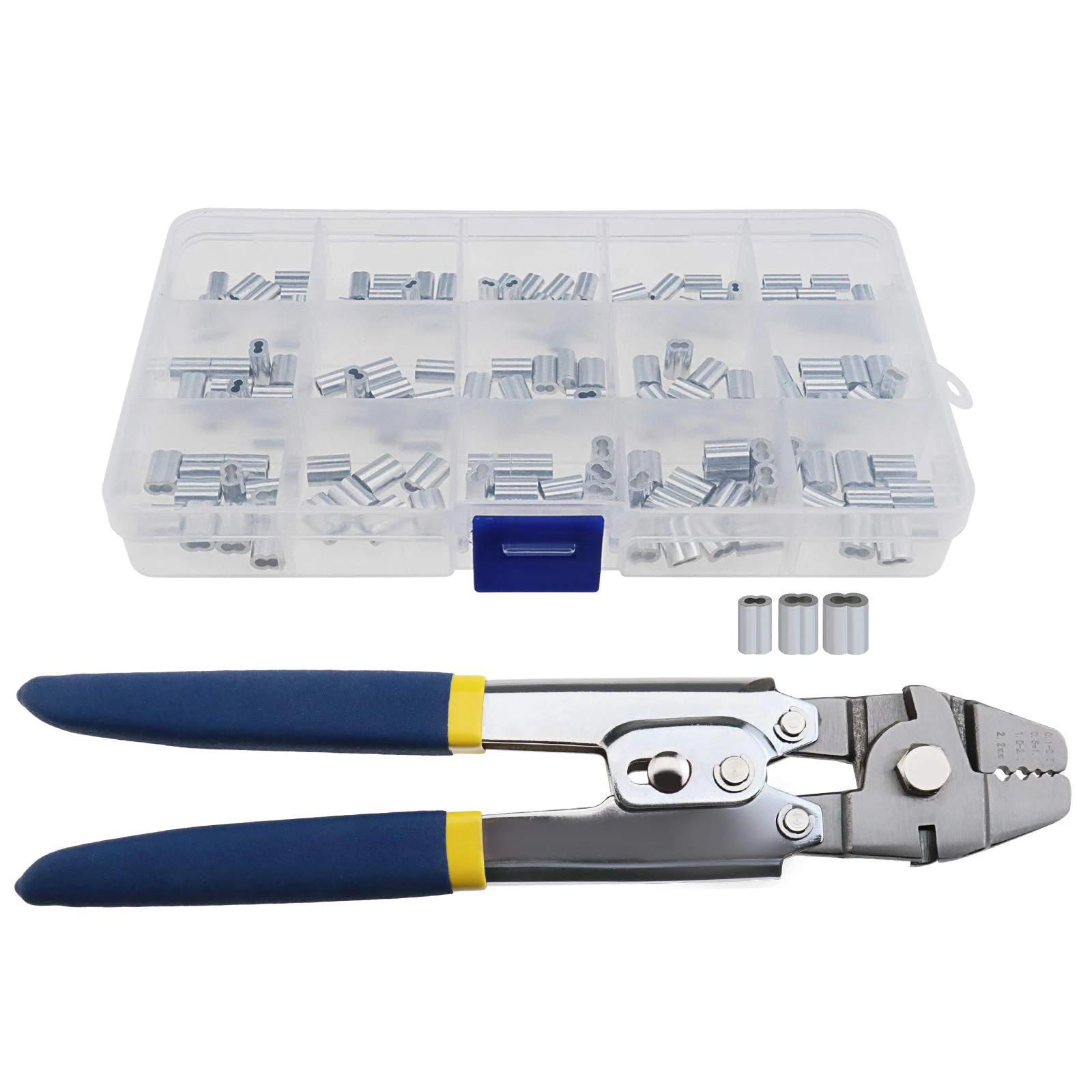 

Wire Rope Crimping Tool Wire Rope Swager Crimper Fishing Crimping Aluminum Double Barrel Ferrule Crimping Loop SleeveKit