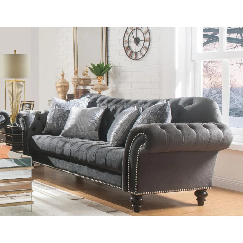 

Gaura Sofa w/4 Pillows in Dark Gray Velvet 53090