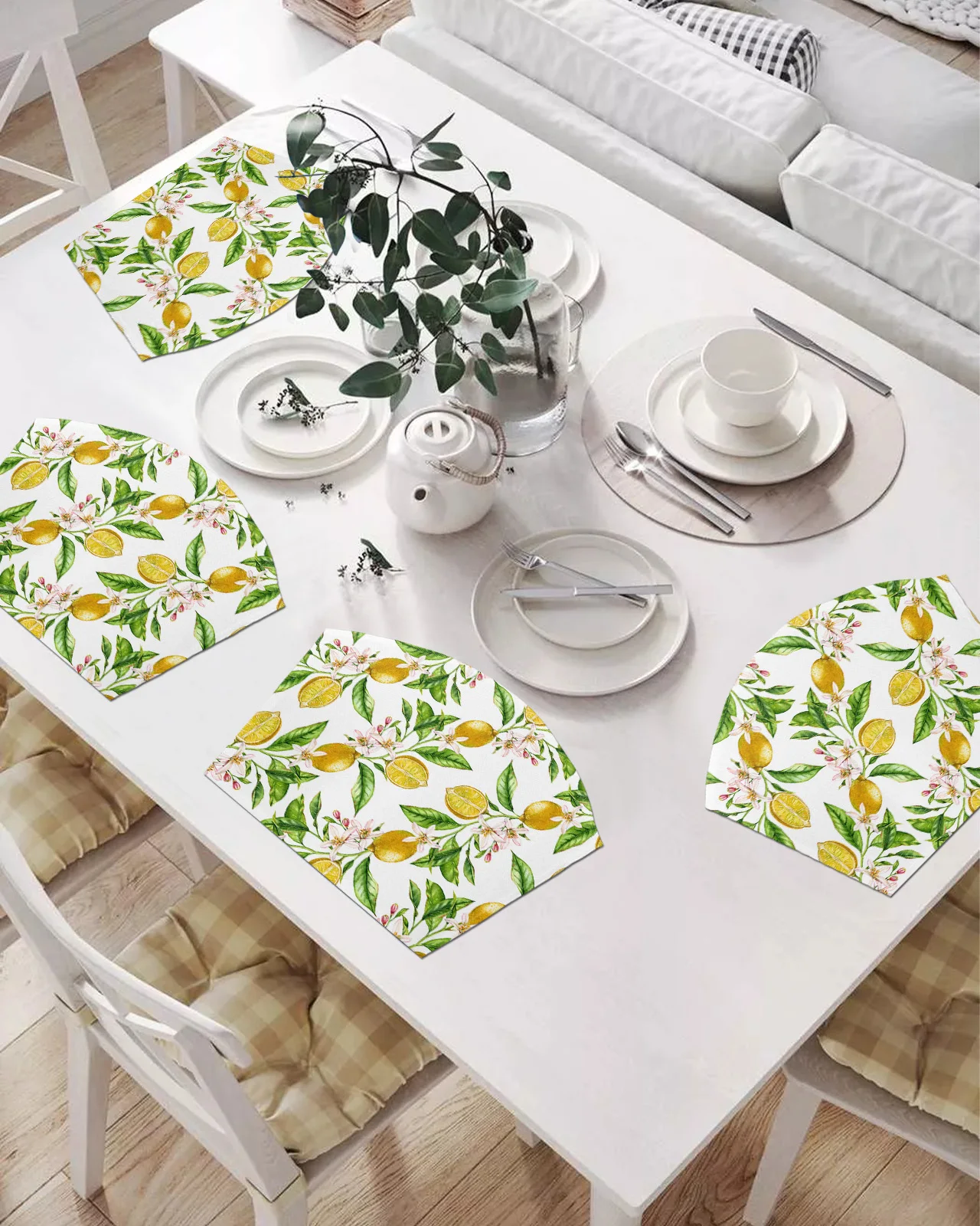 

2/4/6 шт. набор подставок в форме веера, текстура лимона, акварельные художественные коврики для стола, подставка, Рождественский домашний дек...