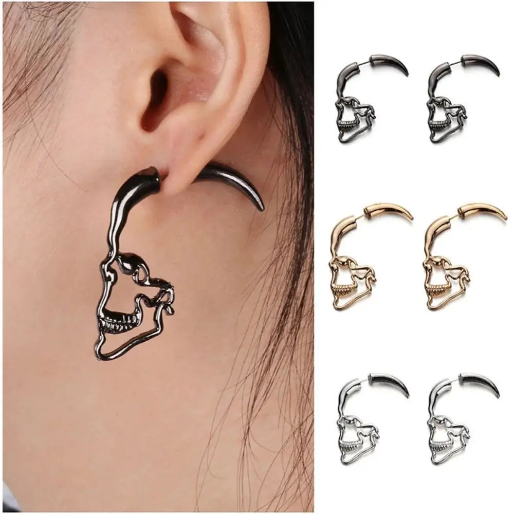 

Skeleton Silver Color Dangle Earrings For Women Punk Cool Unique Skull Drop Earrings Men Harajuku Ear Stud Trendy Jewelry