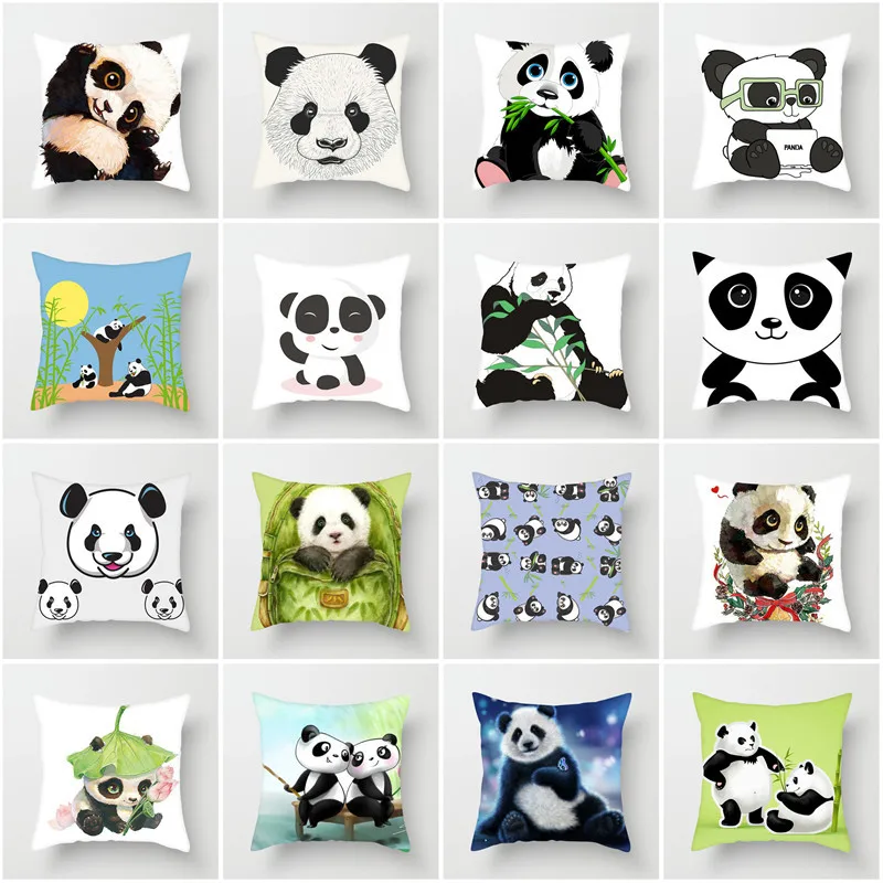 

45*45CM Baby Decorative Polyester Pillowcase Cute Panda Pillowcase National Treasure Panda Blanket Pillow