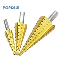 4 12mm4 20mm4 32mm straight groove titanium plated step drill bit high speed steel cone wood metal core drill bit hole opener