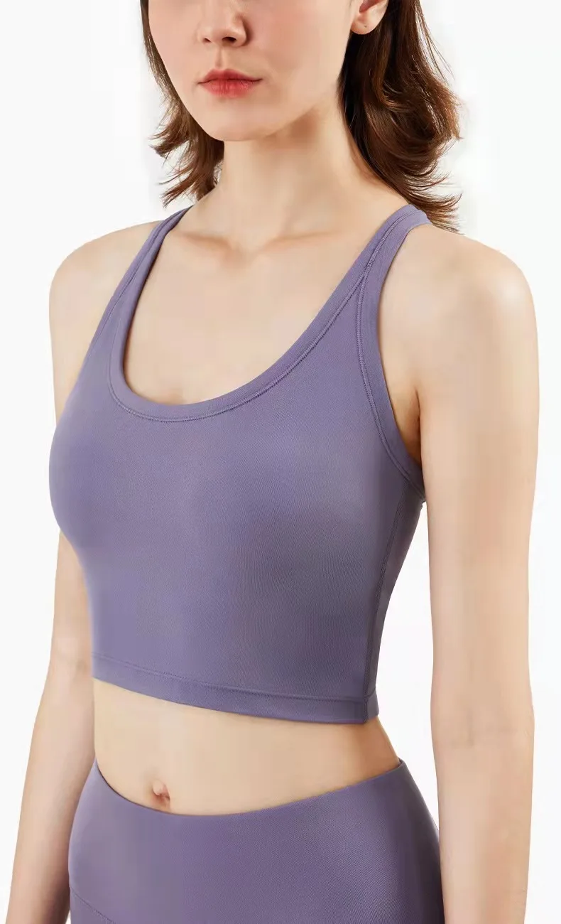 

New nude women's sports tights bodybuilding training yoga sportswear solid color sweat-absorbing running top