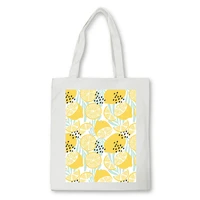 fashion kawaii canvas bag summer lemon print women shoulder bag white large capacity reusable shopper bag female handbag