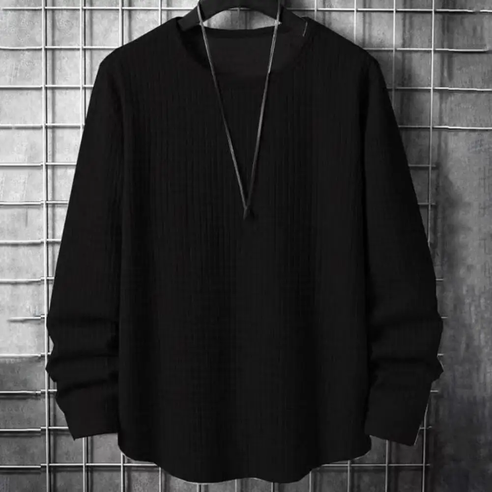 

Мужской Топ с длинным рукавом, мужской теплый пуловер с Вафельной текстурой, спортивный топ средней длины с длинным рукавом, Уютная толстовка на осень/зиму