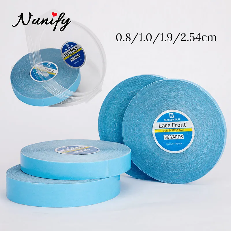 1Cm Roll Lace Front Support Tape For Wigs 36 Yards Blue Color Hair System Tape For Toupee 0.8/1.9/2.54Cm Adhesive Super Tape