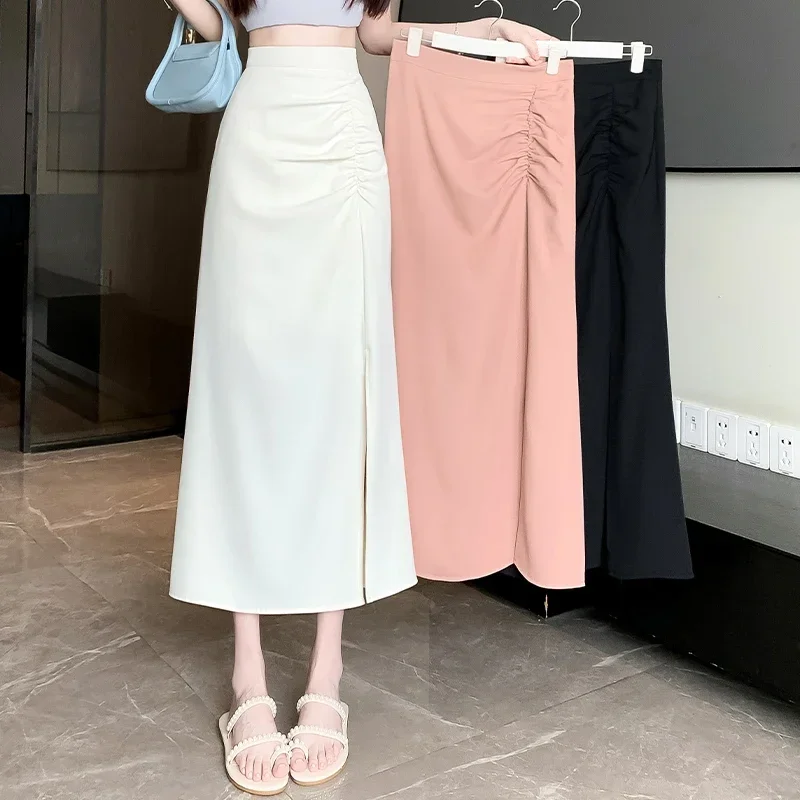 Юбка женская офисная длинная со складками