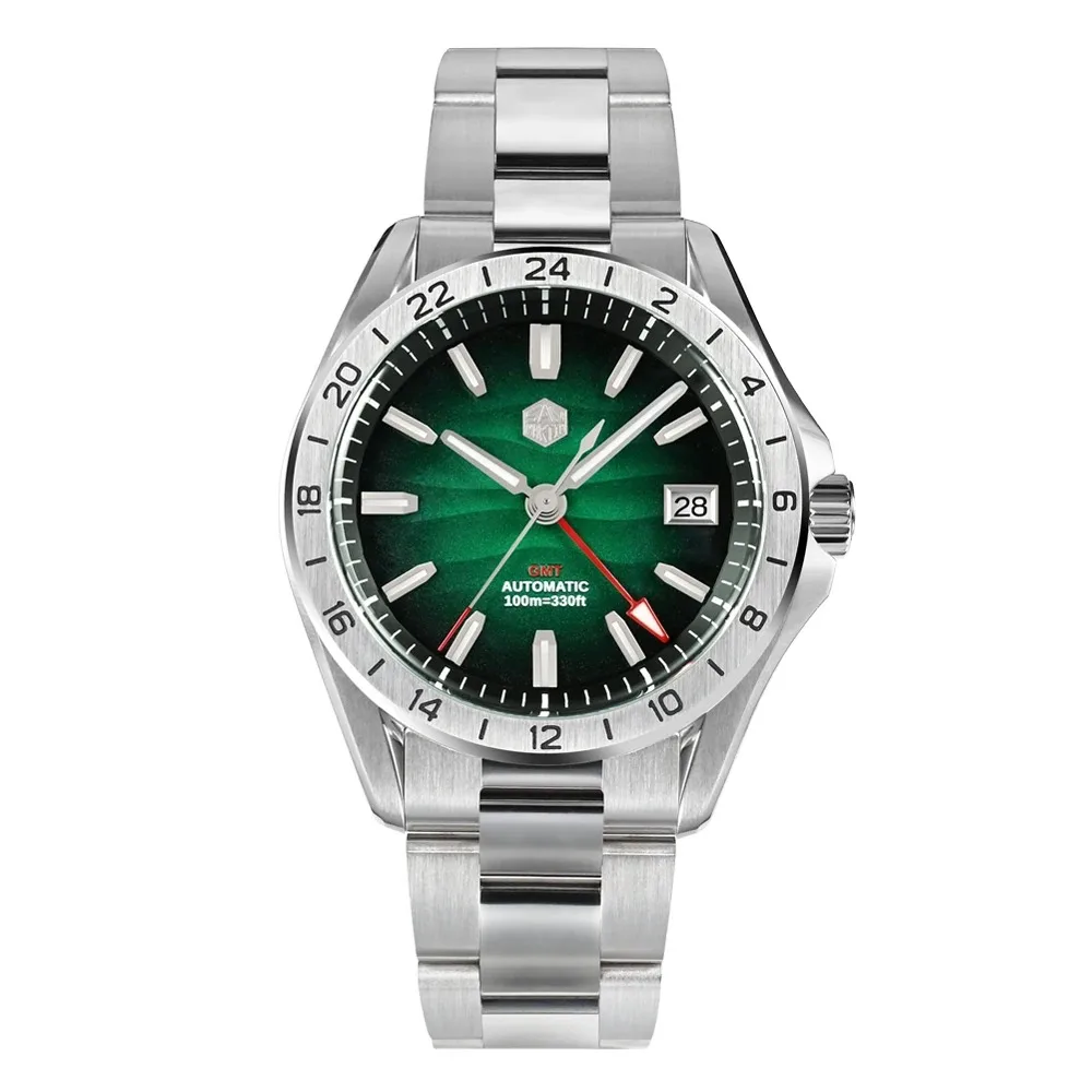Мужские часы San Martin GMT 39 мм автоматические механические наручные Часы 10ATM