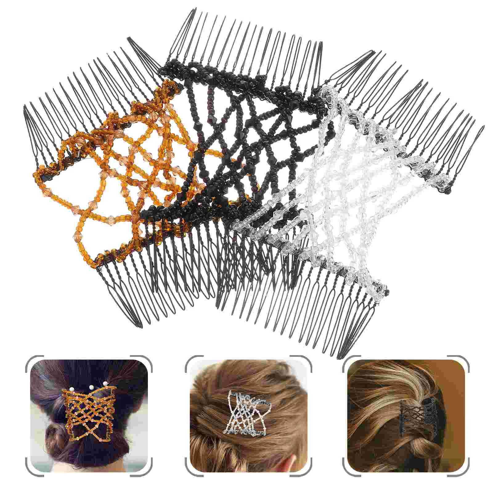 

3pcs Combs Elastic Hair Styling Tool Hair Clips Combs Hair Bun Maker for Girl Woman