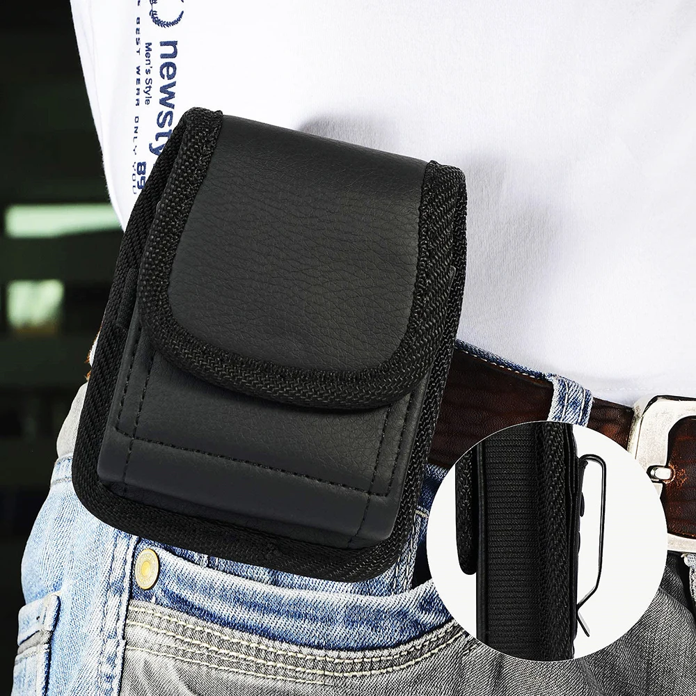 

Universal Belt Clip Holster For Samsung Galaxy Z Flip 3 5G Leather Waist Bag For Huawei P50 Pocket Phone Pouch Case Cover