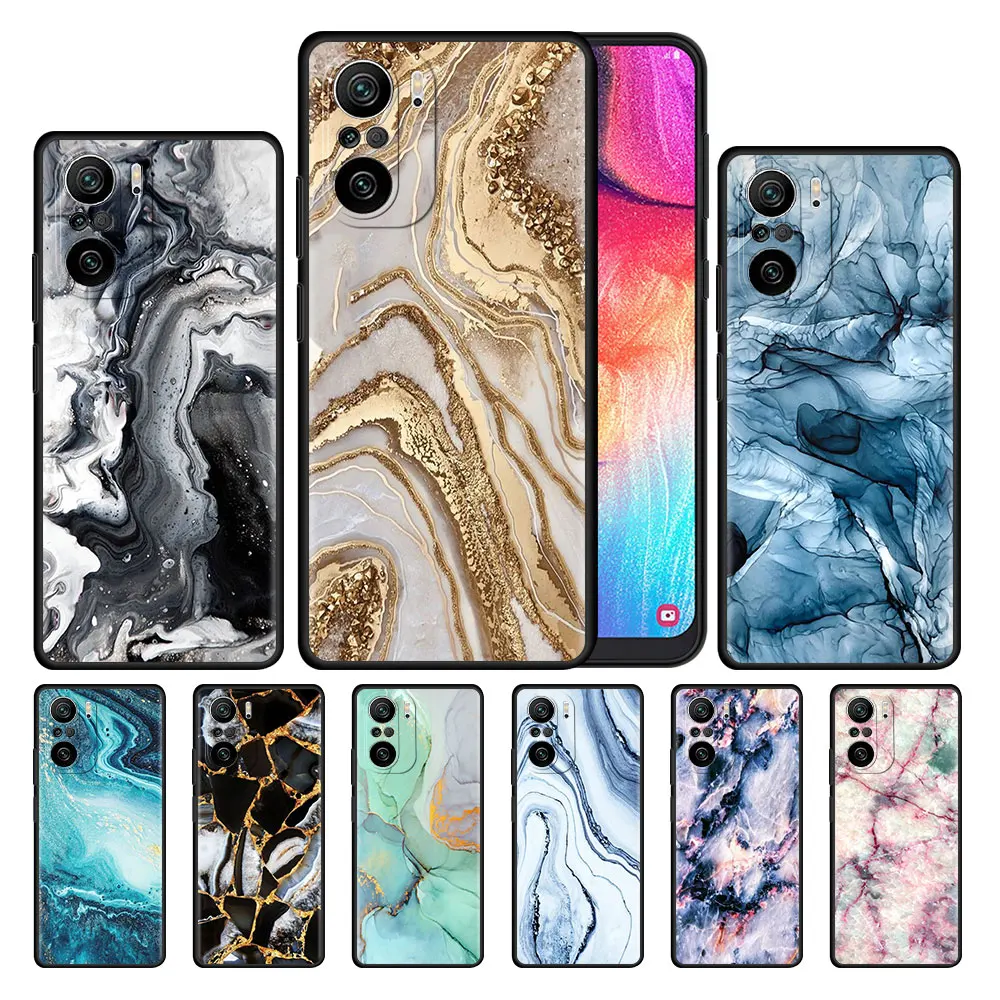 

Landscape Ink Marble Case for Xiaomi Redmi 9S 9 8 10 11 Pro K40 9C 9A 8T 7 9T 7A 8A Black Soft Silicone Phone Cover Shell