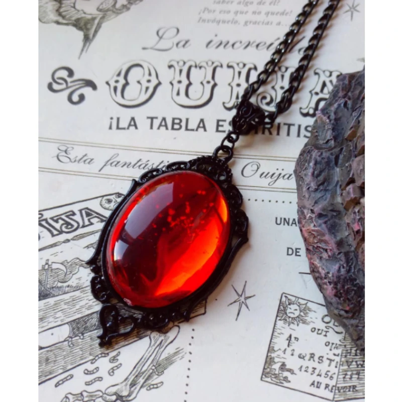 Готическое винтажное ожерелье красного цвета с подвеской в виде цветка камеи для