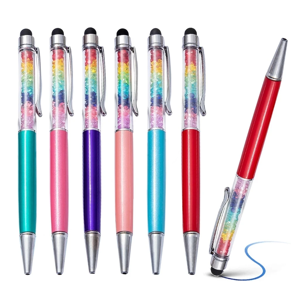 

Шариковая ручка Rainbow Roller с кристаллами и бриллиантами + Универсальный стилус для сенсорного экрана IPad, планшета, смартфона Android, с логотипом ...