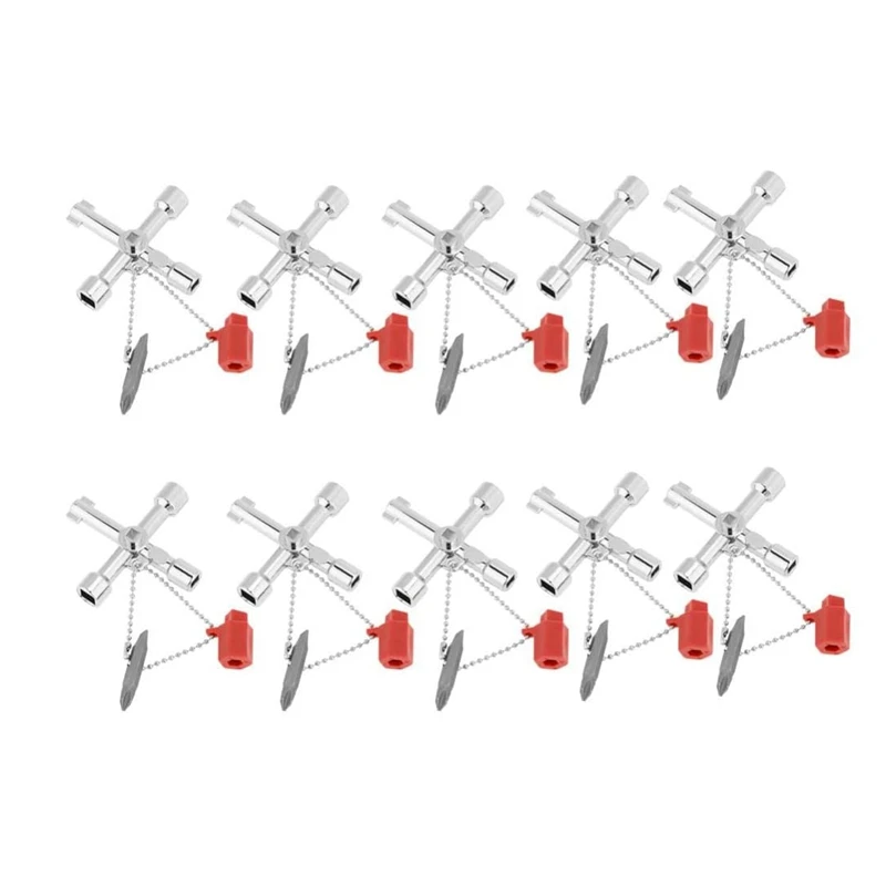 

10 Multi-Function Cross Switch Keys, Elevator Electric Control Cabinet Screen Door Valve Key