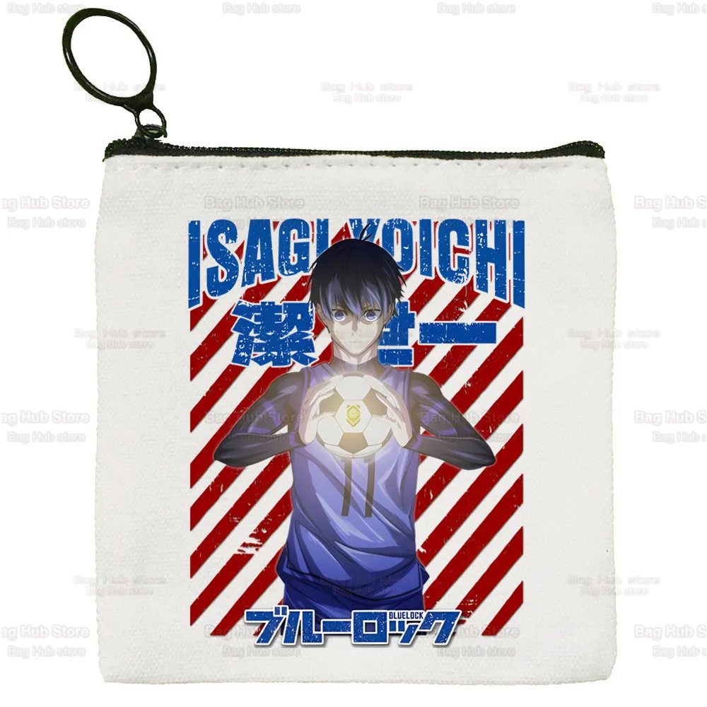 Blue Lock Isagi Yoichi Anime Coin Purse Female Fabric Small Purse Mini Clutch Bag Cute Canvas Key Case Coin Purse