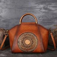 new womens genuine leather embossed messenger bag retro luxury designer handbags for female shoulder tote bags shopper bag