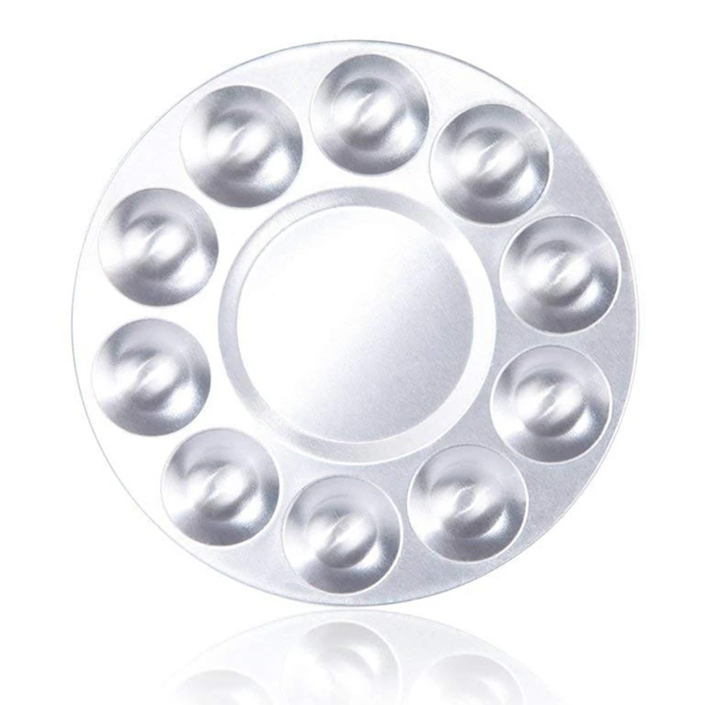 

Metal 10 Well Round Artist Watercolours Paint Mixing Palette Tray