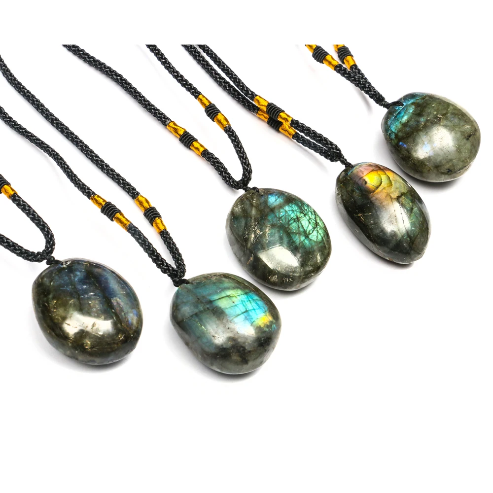 

Mineraali Natural Labradorite Pendant Necklace Irregular Shape Energy Quartz Crystal Healing Stone Ornaments Moonstone Men Women