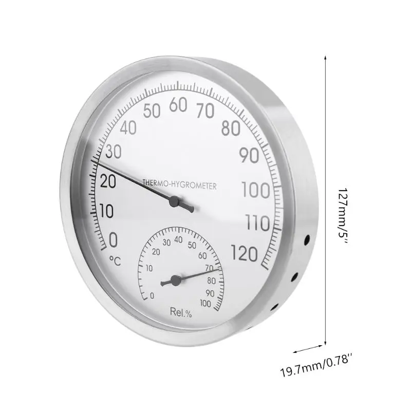 Indoor Outdoor Thermometer Large Numbers Wall Thermometer Hygrometer Wireless Hanging Hygrometer Room Decoration Round images - 6