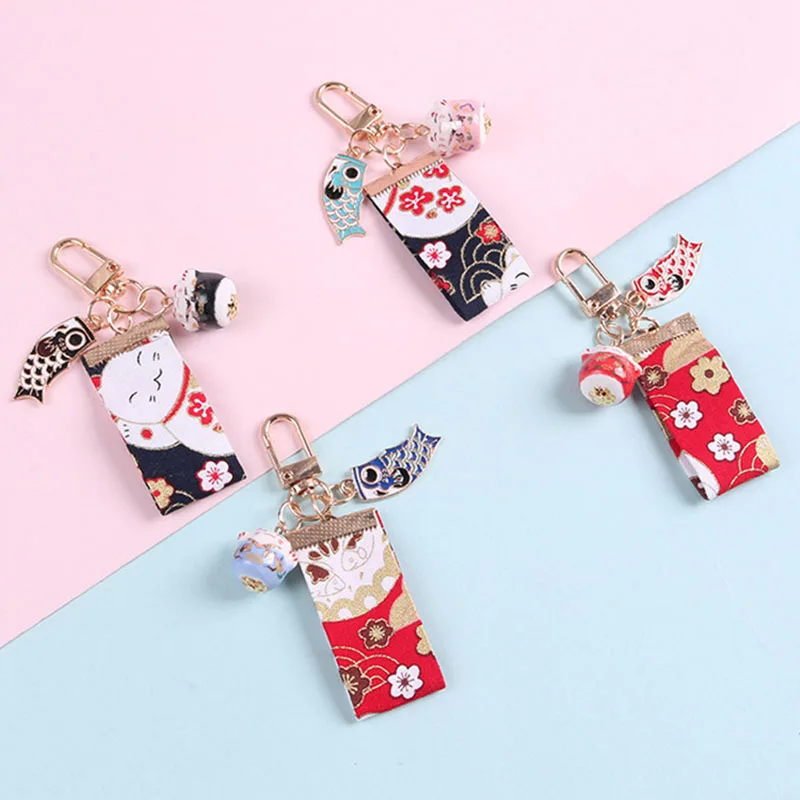 

Ceramic Lucky Cat Keychain Hanging Pendant for Clothes Backpack Keyring Car Key Chains for Honda Charms Valentines Day Gift