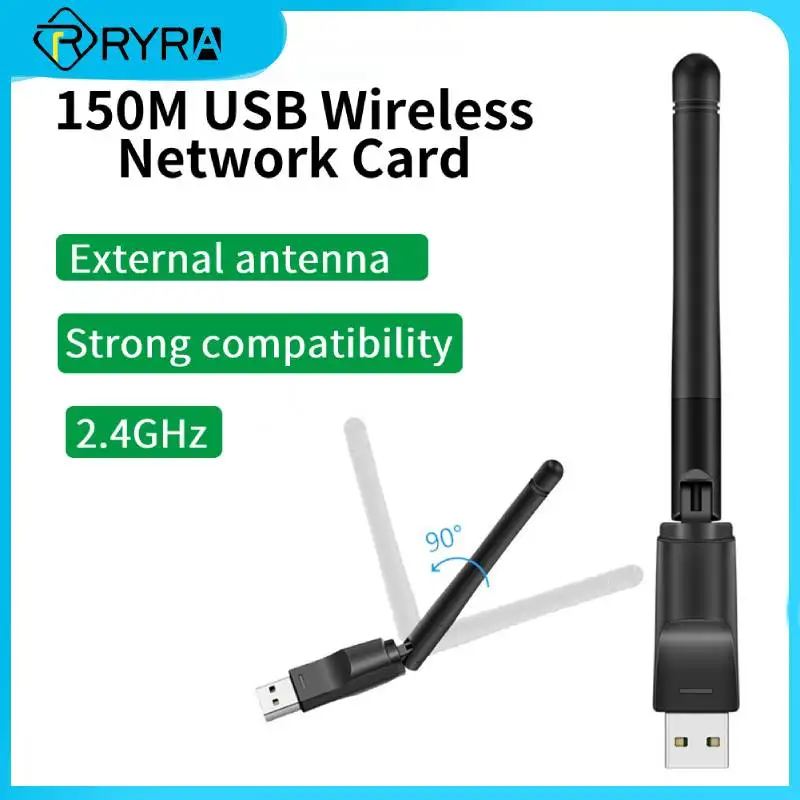 

RYRA Wireless Network Card USB Lan WiFi Receiver 150Mbps 2.4Ghz Dongle Antenna Ethernet WiFi Adapter Computer Office Accessories