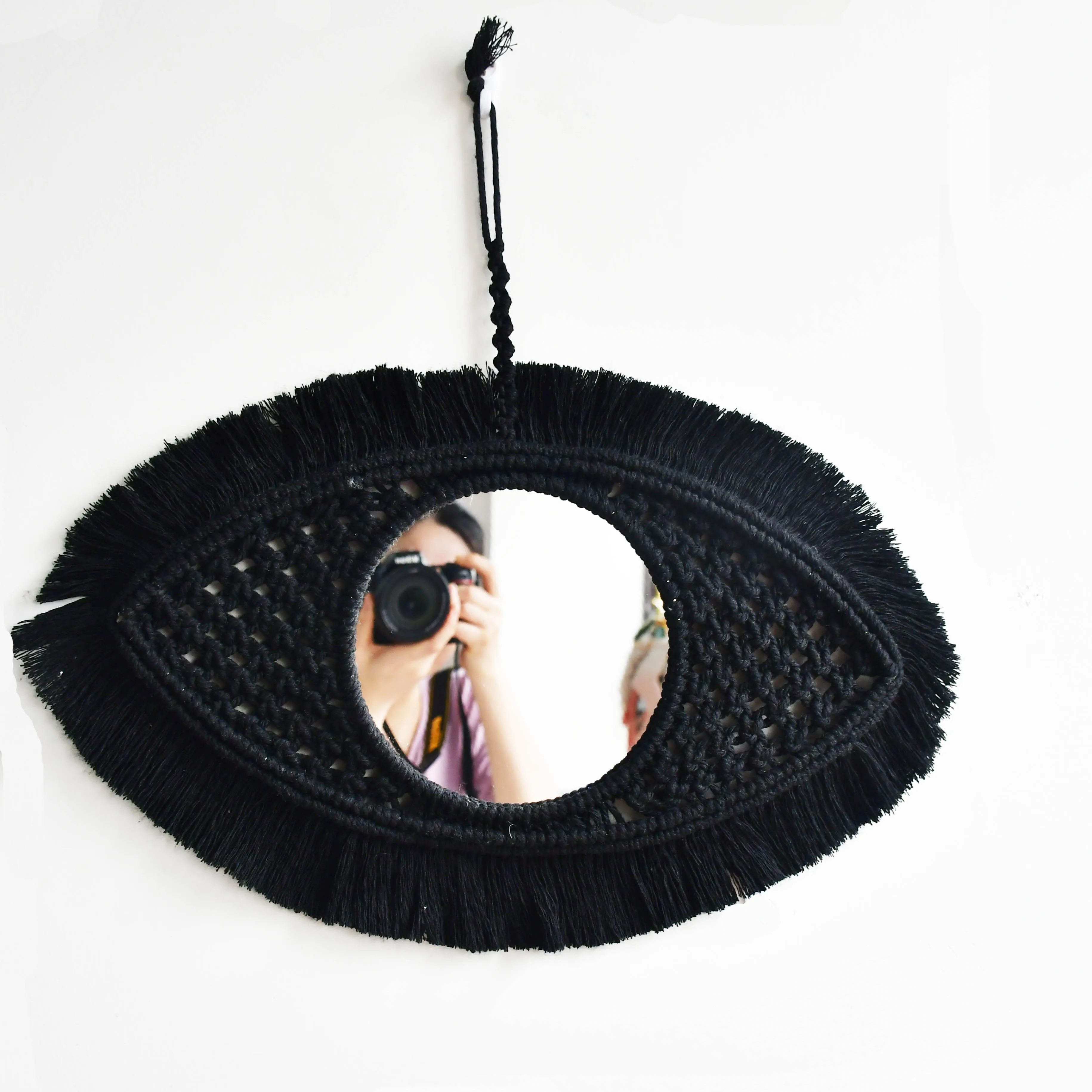 New arrival hot sale handmade macrame wall hanging " eye shape haing evil eyes Demon Eye | Decorative Mirrors