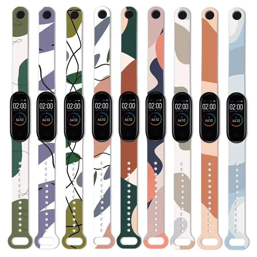 

Graffiti Pattern Bracelet for Xiaomi Miband 3 4 5 6 Strap Pictures Silicone Watch Band Strap for Xiaomi Mi Band 5 6 Watchband