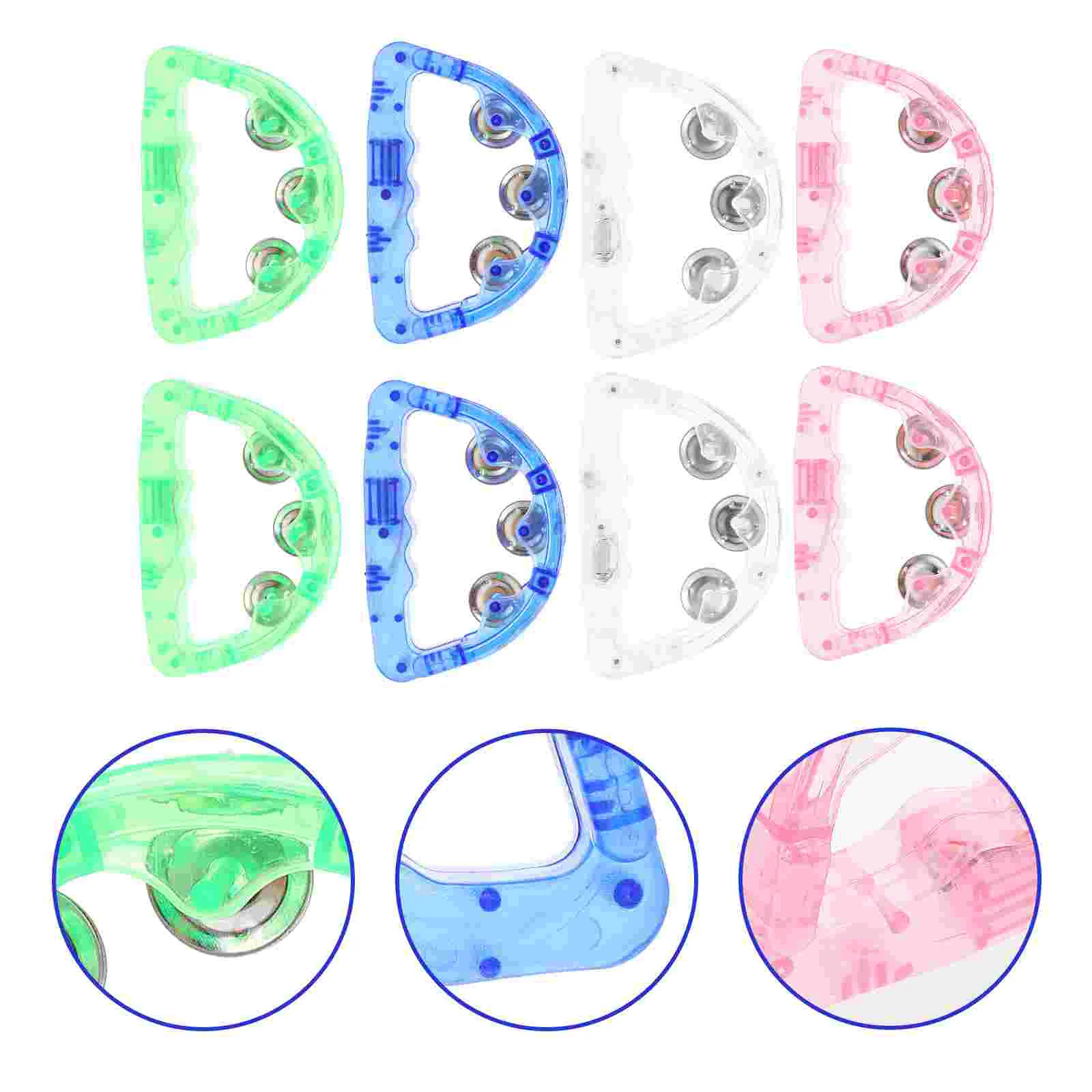 

8 Pcs Flash Tambourine For Kids Handheld Glowing Handbell Plastic Evening Stage LED Light Child