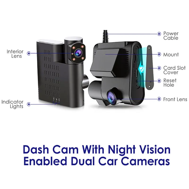 Скрытый видеорегистратор AZDOME 4G с двойной камерой в реальном времени GPS-трекером