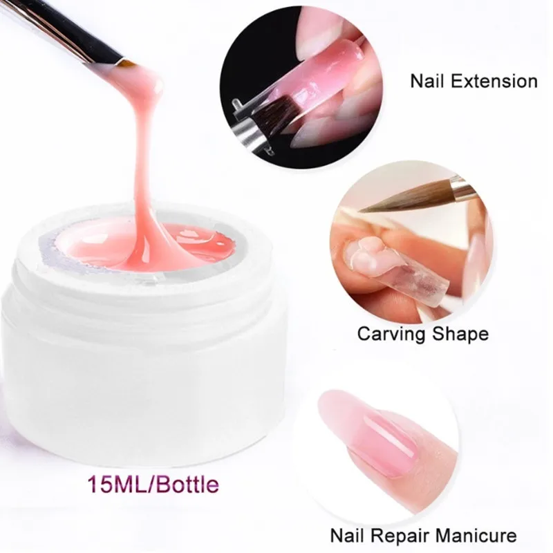 Гель для наращивания ногтей прозрачный розовый 15 мл | Красота и здоровье