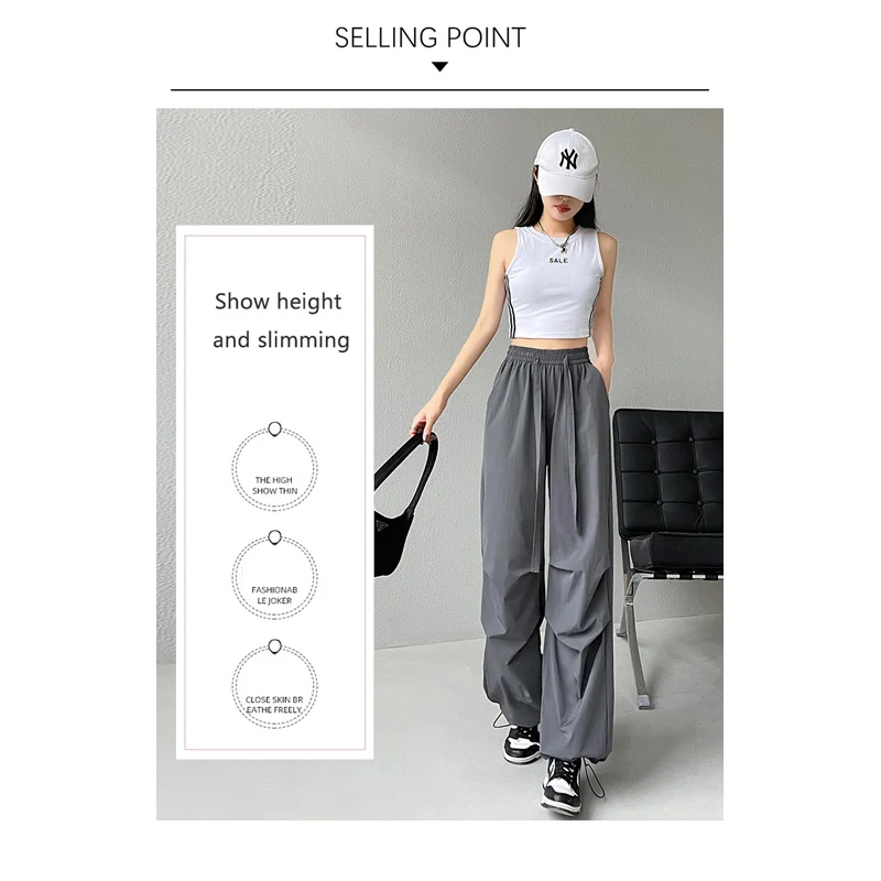 Повседневные брендовые нейлоновые брюки-карго для женщин Новинка лета 2024