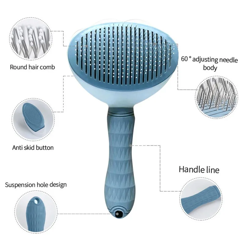 

Self Cleaning Slicker Brush Dog Cat Removes Undercoat Tangled Hair Massages Particle Pet Comb Improves Circulation Skin-friendly