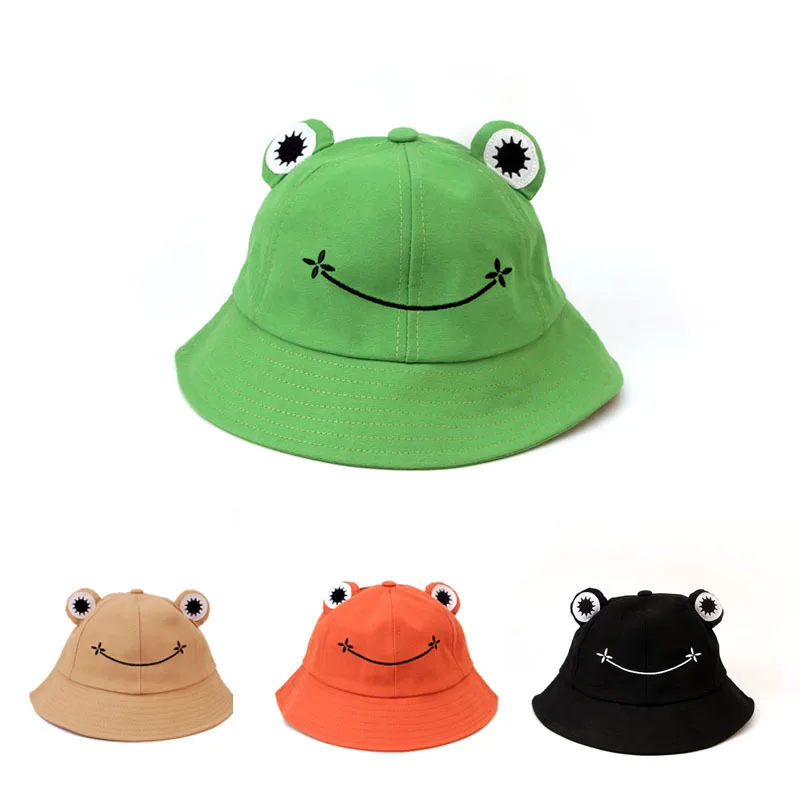 

HOT 2022 Parent-Kid Frog Bucket Hat Panama Fishing Hat Cartoon Cute Hats For Women Men Bob Chapeau Outdoor Sun Fisherman Caps