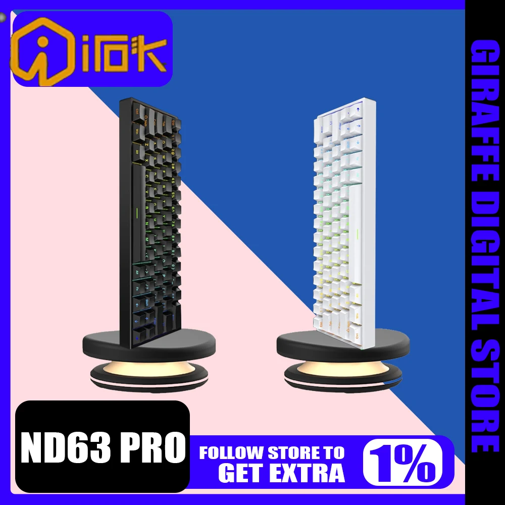 Механическая клавиатура IROK ND63 Pro магнитный переключатель 8 кГц RGB индивидуальная