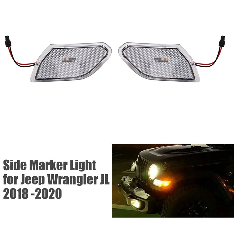 Front LED Turn Signal Lights Turn Lamp Fender Side Maker Parking Lights For Jeep Wrangler JL 2018-2020