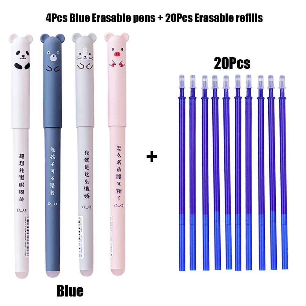

24 Pcs/Lot 0.38 mm Erasable gel pen Set Blue/Black Ink Ballpoint Refill Rods Washable Handle School Writing Supplies Stationery