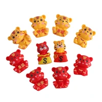 20pcs cute cartoon tiger year resin home decoration ornaments craft supplies phone shell accessories patch kids hair materials