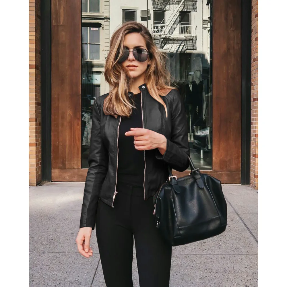 

Explosive Wish New Product Hot Sale Autumn Winter Women's Fashion Leather PU Suit Small Jacket jacket women roupas femininas