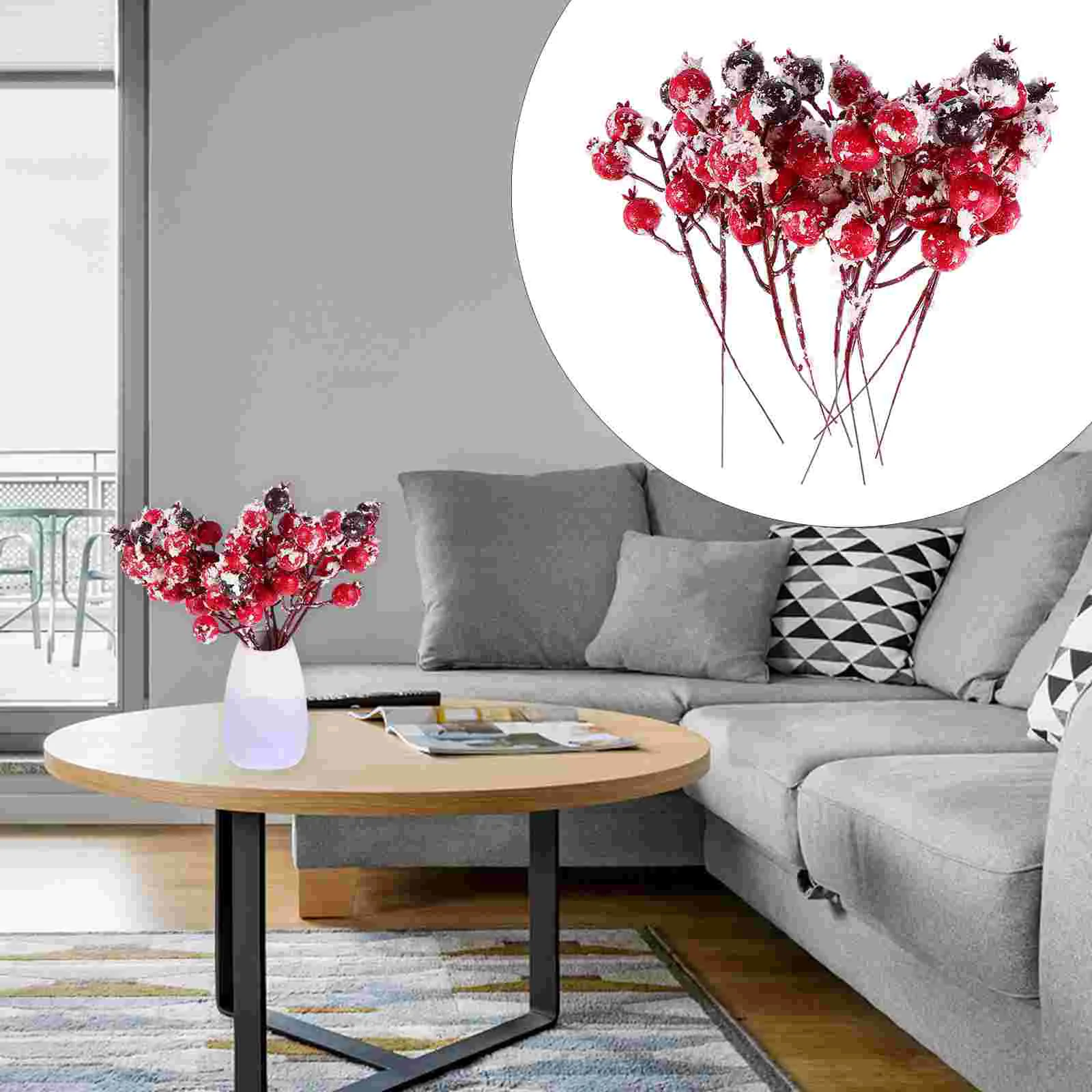 

10pcs Red Berry Sturdy Berries Branch Artificial Branches for Xmas