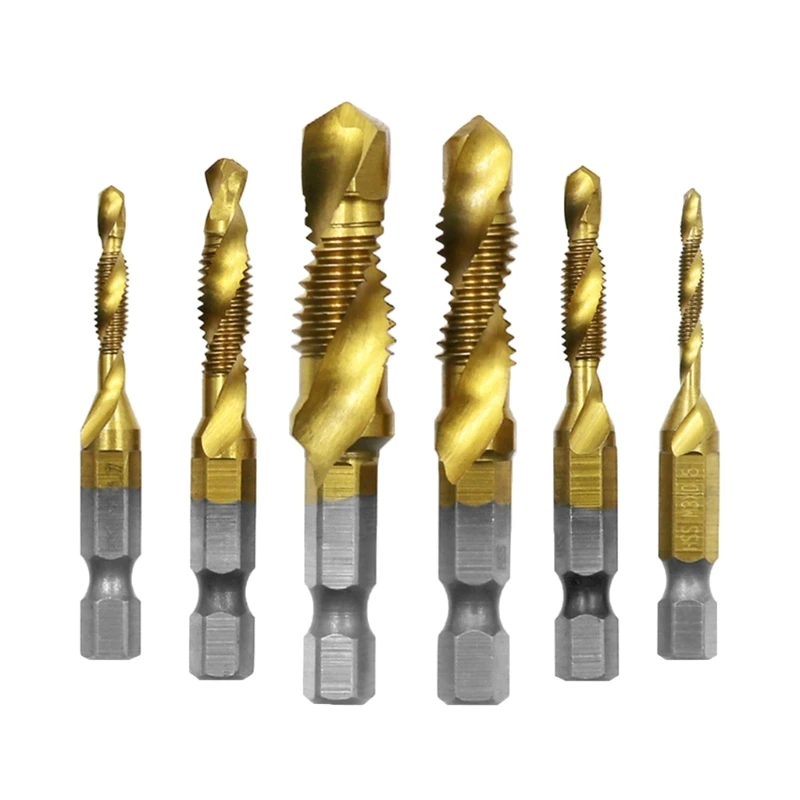 

co530 Efficient 6 Piece Shank Tap Set Drill Bits for Soft Metal Wood Processing
