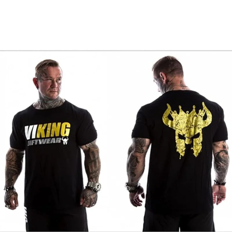 Мужская спортивная футболка, Винтажная футболка с коротким рукавом, стиль викингов, стиль викингов, воинов, облегающая футболка для тренировок и бега