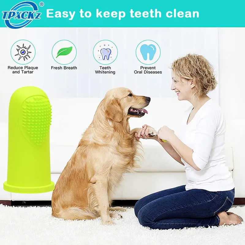 

Super Soft Pet Finger Toothbrush Teeth Cleaning Bad Breath Care Nontoxic Silicone Tooth Brush Tool Dog Cat Cleaning Supplies