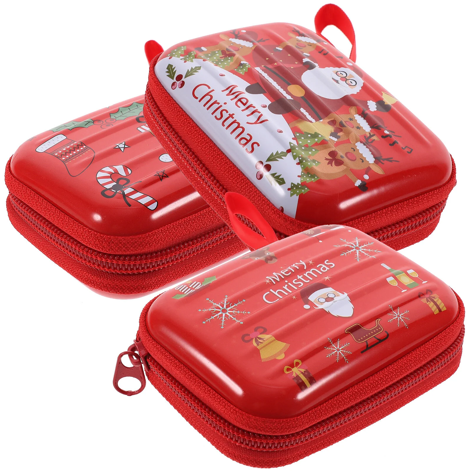 

3pcs Christmas Tinplate Coins Storage Bags Small Purse Square Shaped Change Tin Boxes