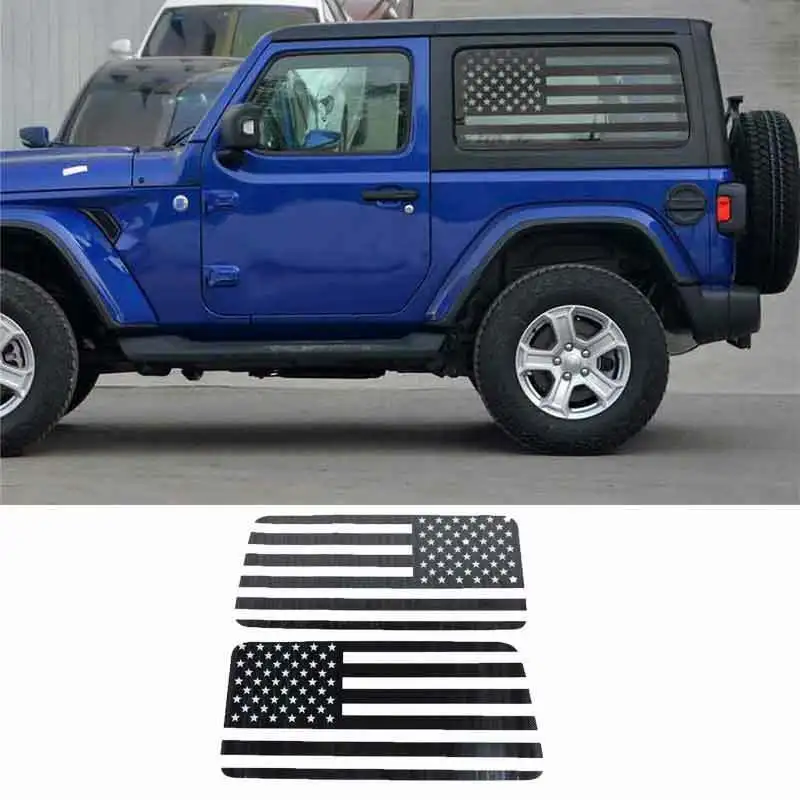 

For Jeep Wrangler JL 2DR 2018-2021 Carbon Fiber Flag Side Window Louver Shutter