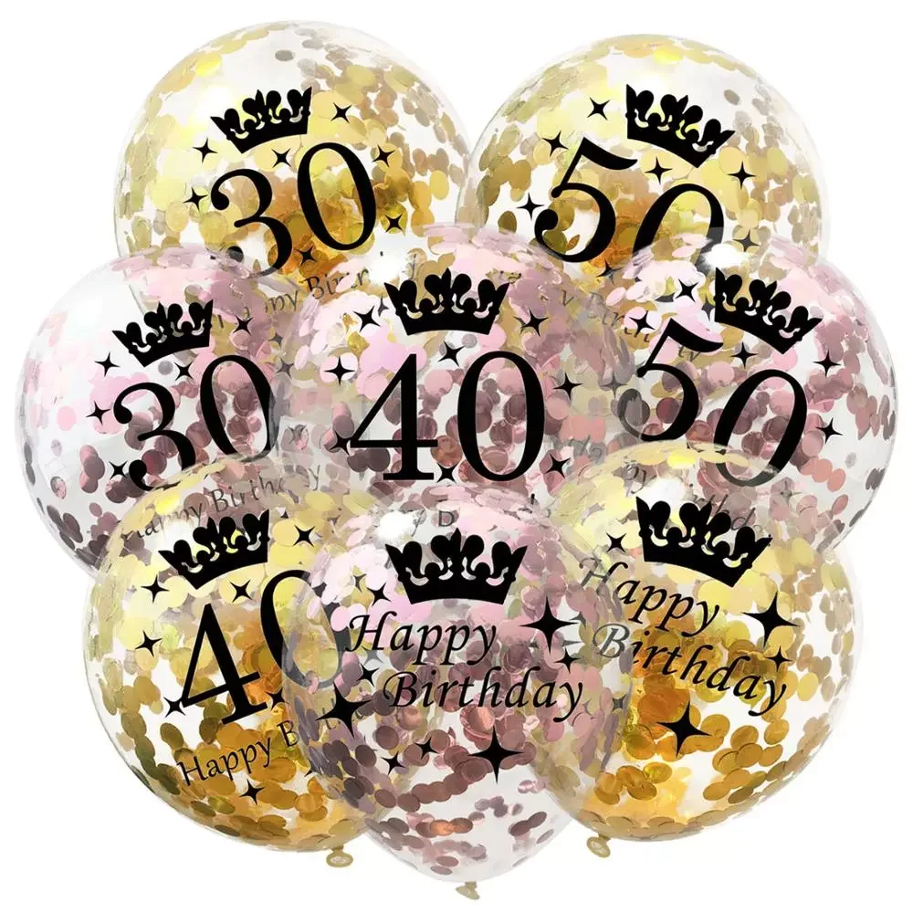 

5pc Inflatable Confetti Balloons 12 Inch Latex Clear Birthday Balloons 18 30 40 50 60 70 80Anniversary Decoration Party Favors
