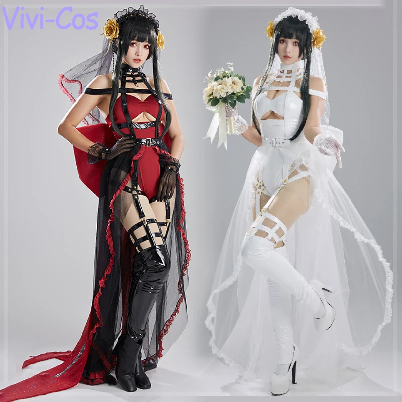 

Vivi-Cos Anime SPY×FAMILY Yor Forger Wedding Dress Cosplay Costumes Black Red White Skirt Outfit Comic Con Halloween Carnival