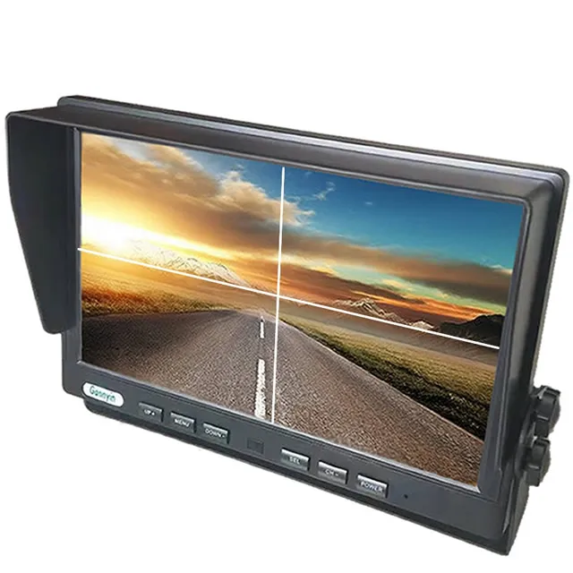 

AHD 4CH SD card Hard disk 1080P 10.1 inch Quad monitor built-in DVR video recording with 4 split car tft LCD for truck bus