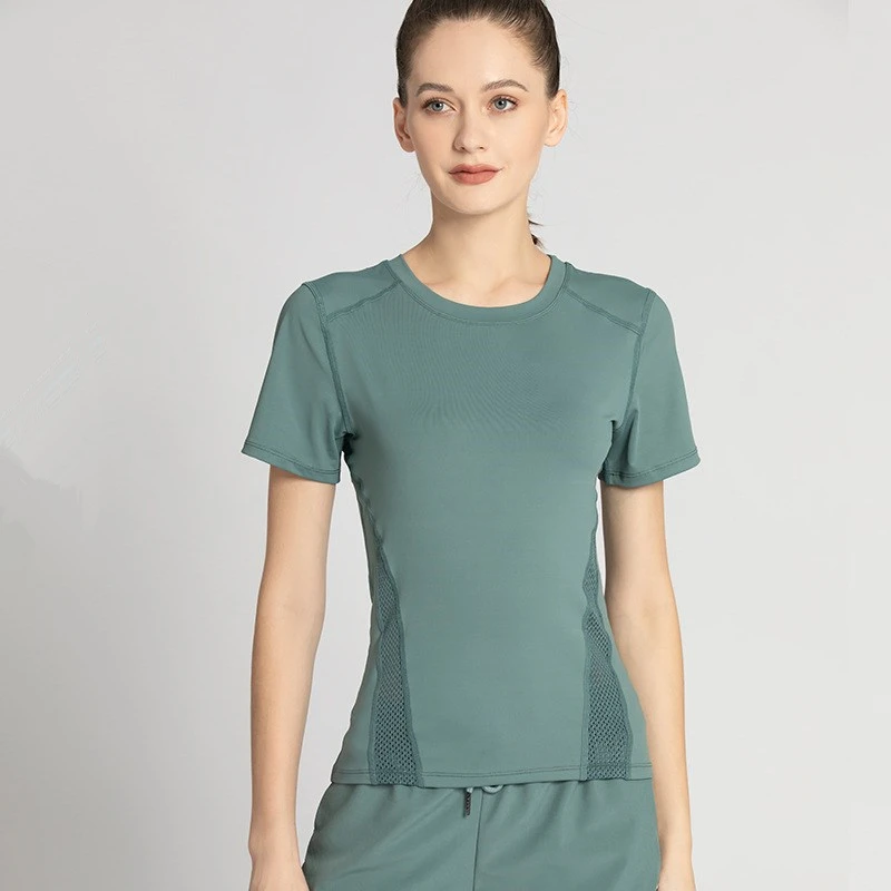 Summer Women Short Sleeve Sport T-shirts Mesh Breathable Yoga Shirts S-3XL Quick Dry Gym Fitness Running Workout Tees Top Blouse