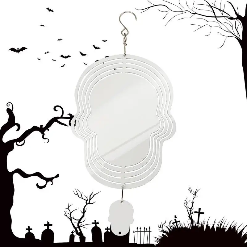 

Skull Wind Spinner 3D Kinetic Wind Twist Art Ornaments Garden Decoration Windsock Halloween 3D Wind Bell And Hung Ornament Retro