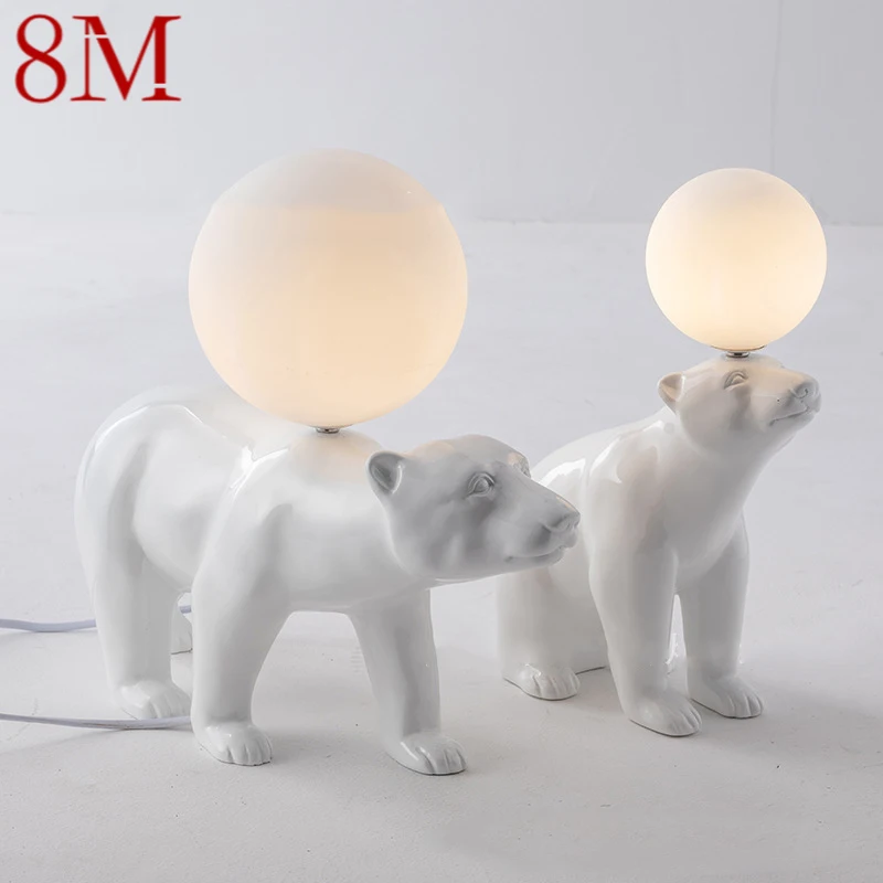 

8M Nordic Modern Table Lamp Creative White Glass Resin Desk Lights LED Decor for Home Children Bedroom Living Room